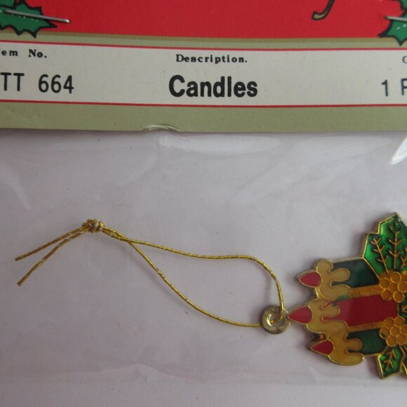 Mini Christmas Medley Metal Cloisonné & Filagree Lot 8 NOS Vintage Ornaments - Picture 7 of 11